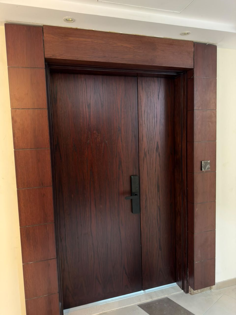 Mahogany Double Main Door With Smart Lock