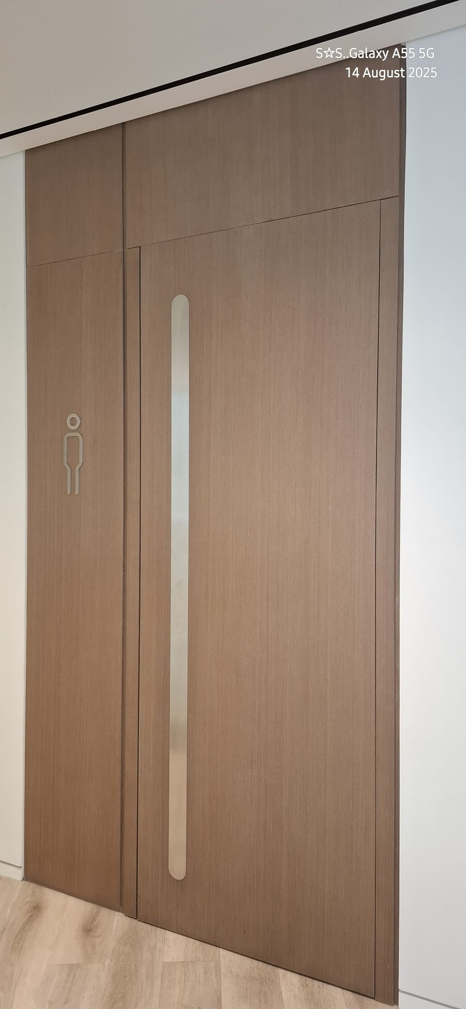 Tall Walnut Flush Door With Slim Vertical Pull