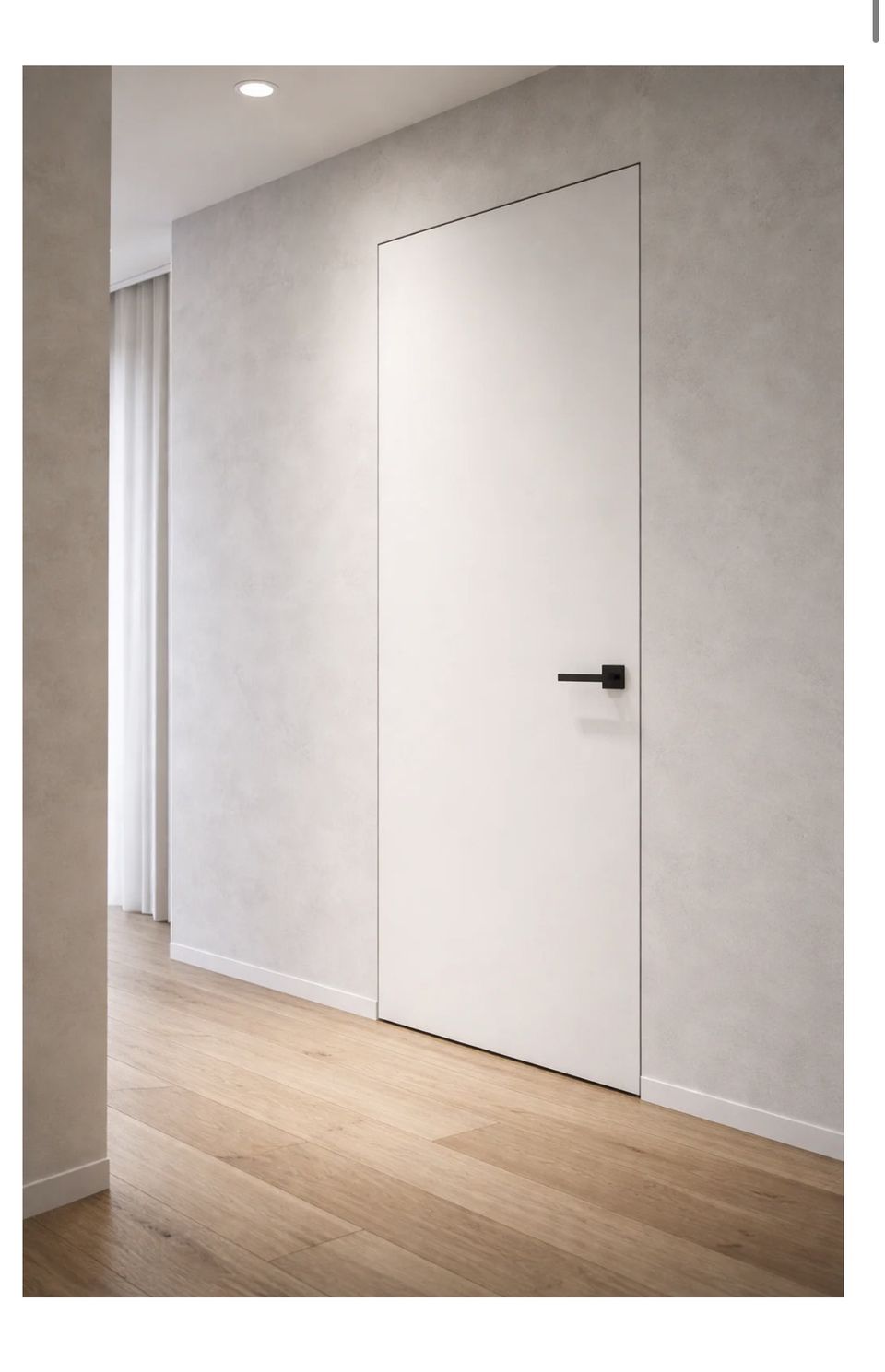White Frameless Flush Door With Black Lever