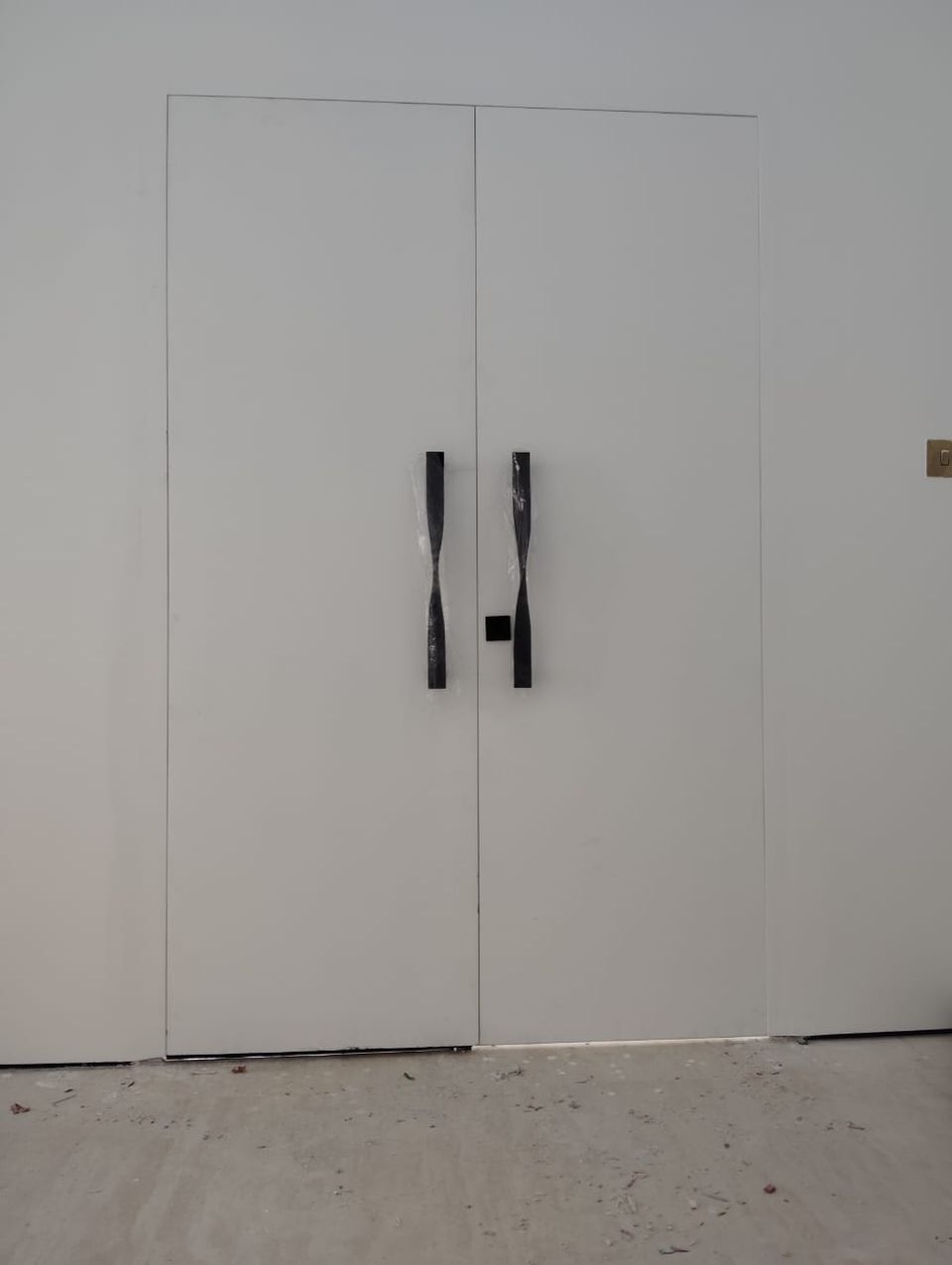 White Full Height Double Doors With Black Pulls